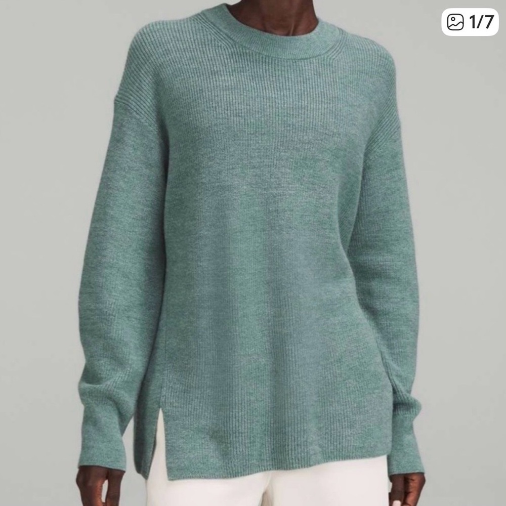 Lululemon wool blend ribbed sweater-heathered tide water teal